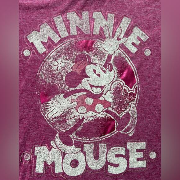 Disney- Adult Large- Pink- Minnie Short Sleeve Tee t-shirt- metallic- bows cute - Picture 3 of 6